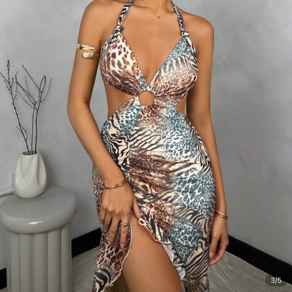Leopard Print Halter Dress